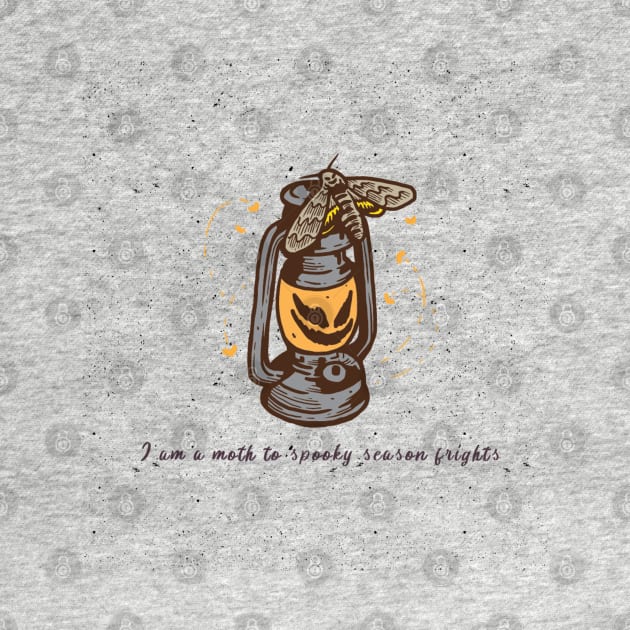“I Am A Moth To Spooky Season Frights” Moth & Camping Jack o’ Lantern by Tickle Shark Designs